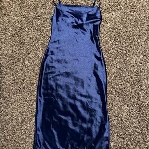 Elegant Blue Satin Dress